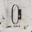 20x34 inch oval embedded medicine cabinet, metal frame bathroom cabinet with mirror and adjustable shelf matte black - V.I.P Digital Presence