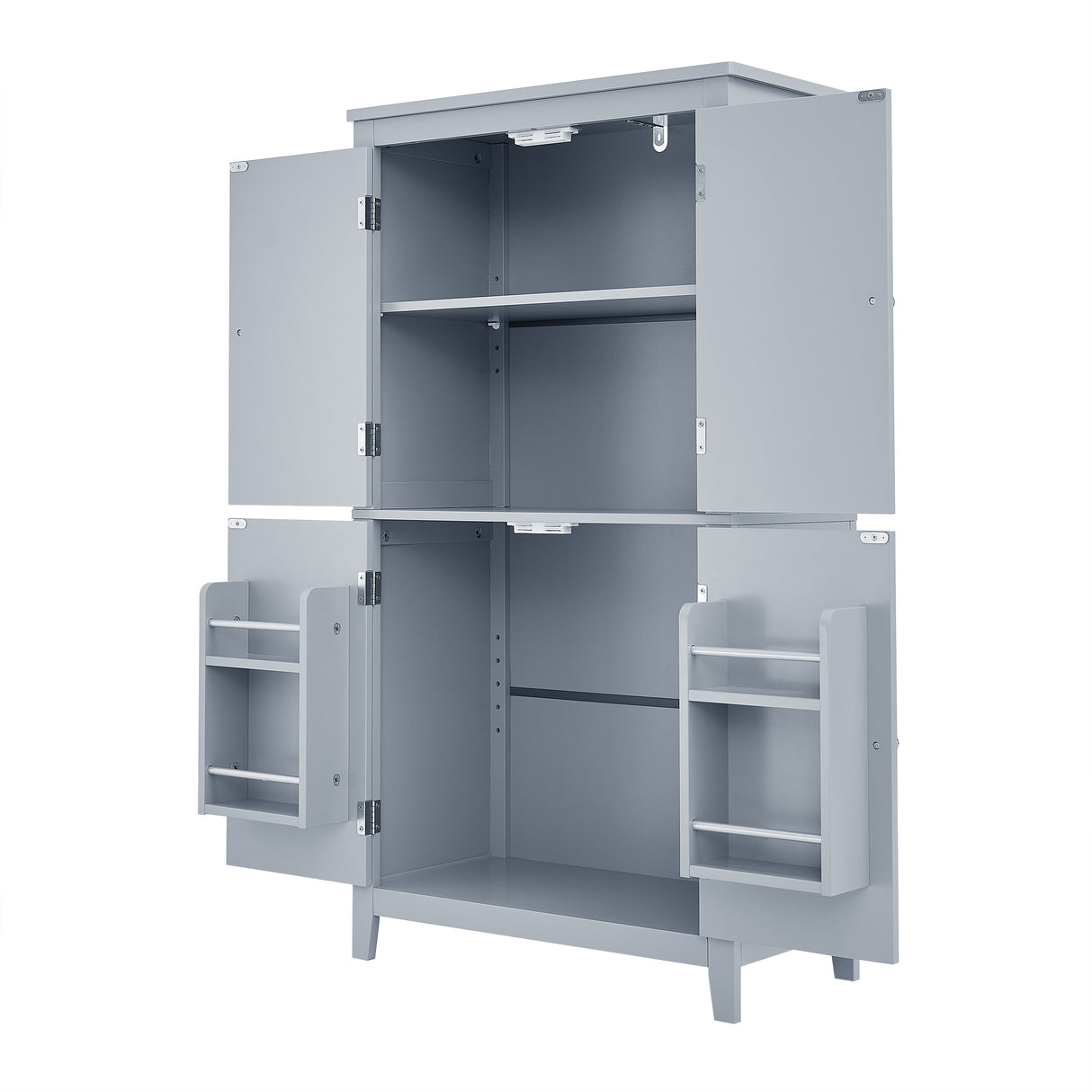 Bathroom floor storage cabinet, bathroom storage cabinet, 4-door independent cabinet, adjustable shelf, adaptive shelf, gray - V.I.P Digital Presence