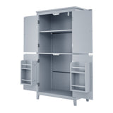Bathroom floor storage cabinet, bathroom storage cabinet, 4-door independent cabinet, adjustable shelf, adaptive shelf, gray - V.I.P Digital Presence