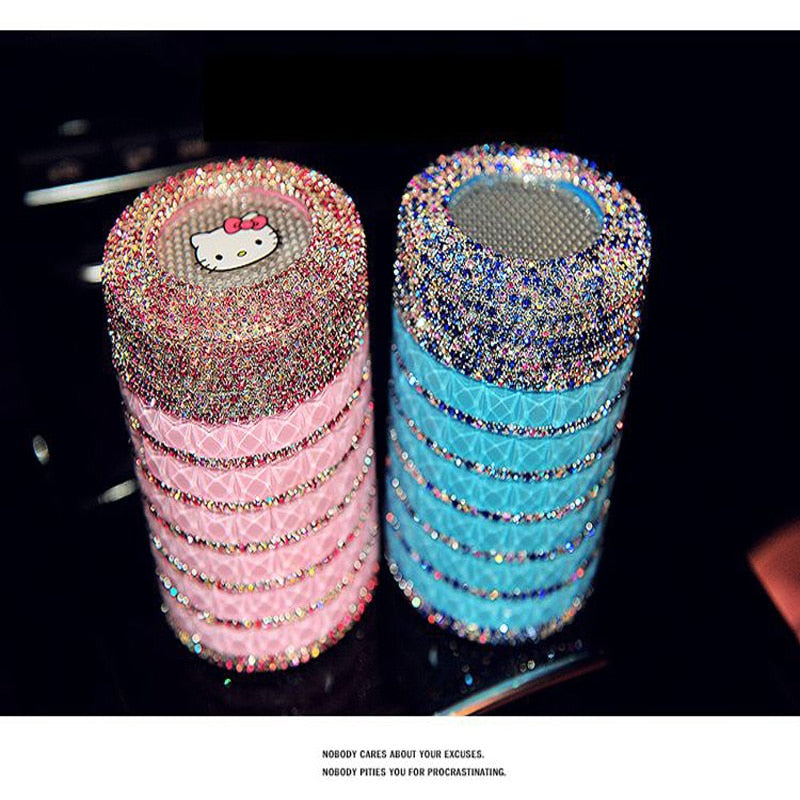 Portable Car ashtray with Light Hello Kitty KT Accessories for Girls Led Car Ash Tray Ashtray Storage Cup Holder Crystal Diamond - V.I.P Digital Presence