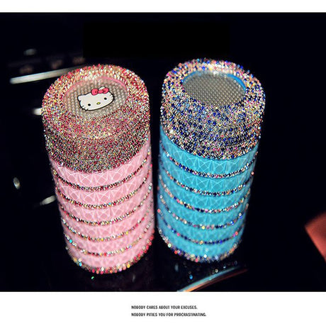 Portable Car ashtray with Light Hello Kitty KT Accessories for Girls Led Car Ash Tray Ashtray Storage Cup Holder Crystal Diamond - V.I.P Digital Presence