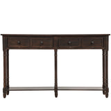 TREXM Console Table Sofa Table Easy Assembly with Two Storage Drawers and Bottom Shelf for Living Room Entryway (Espresso)