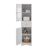 Tall Bathroom Cabinet, Freestanding Storage Cabinet with Drawer and Doors, MDF Board, Acrylic Door, Adjustable Shelf, White - V.I.P Digital Presence