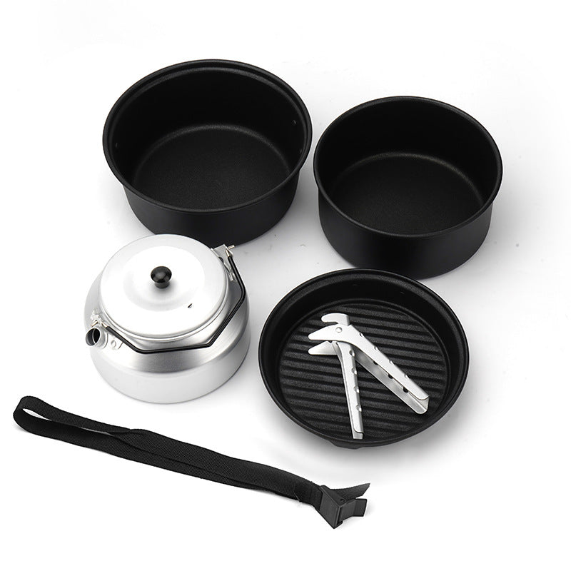Non-stick coating aluminum alloy cover pot kettle lightweight portable camping pot frying pan outdoor picnic pot set - V.I.P Digital Presence