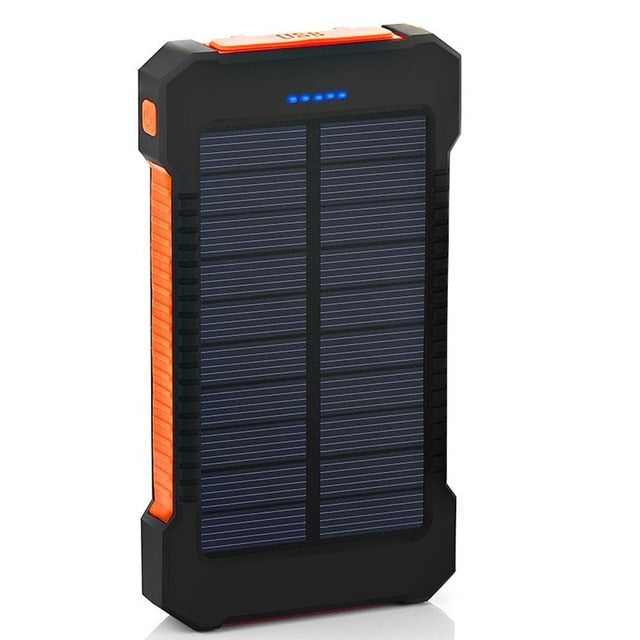For Smartphone with LED Light Solar Power Bank Waterproof 20000mAh Charger 2 USB Ports External Charger Powerbank - V.I.P Digital Presence