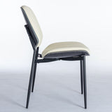 2-piece retro linen chair set with curved wooden backrest, cushioned seat, adjustable metal legs, (Beige PU) - V.I.P Digital Presence