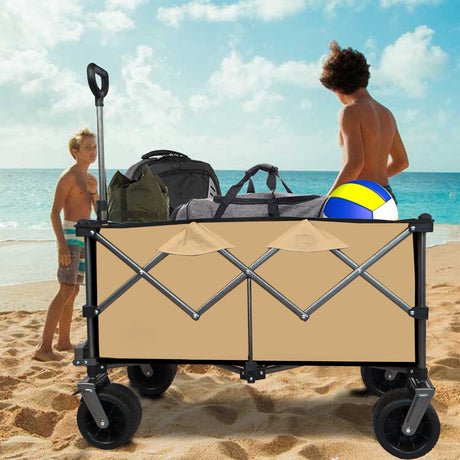 Collapsible Folding Wagon Push Pull Foldable Beach Wagon Cart - V.I.P Digital Presence