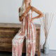 Sexy Wide-Leg Printed Jumpsuit with Strap for Women - V.I.P Digital Presence