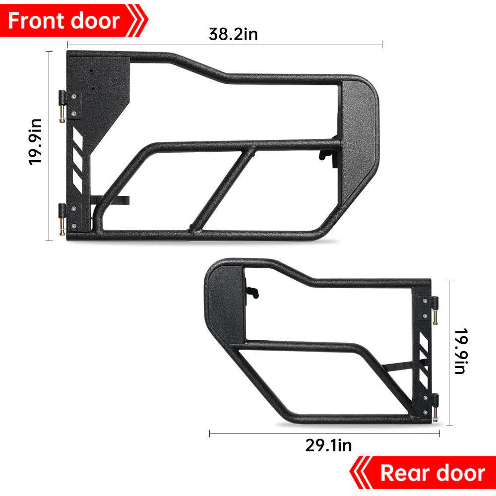 Jeep Tube Doors for Wrangler JL & Gladiator JT (2018-2024) - 4-Pc Set w/Mirrors - V.I.P Digital Presence