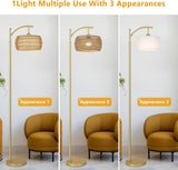 Arc Floor Lamp with 3 Color Temperatures, LED Gold Floor Lamp with Remote & Stepless Dimmable Bulb, Boho Standing Lamp - V.I.P Digital Presence
