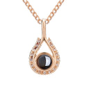 Waterdrop shaped fashion projection necklace with 100 languages. I love you. Color photos, customized lover accessories - V.I.P Digital Presence