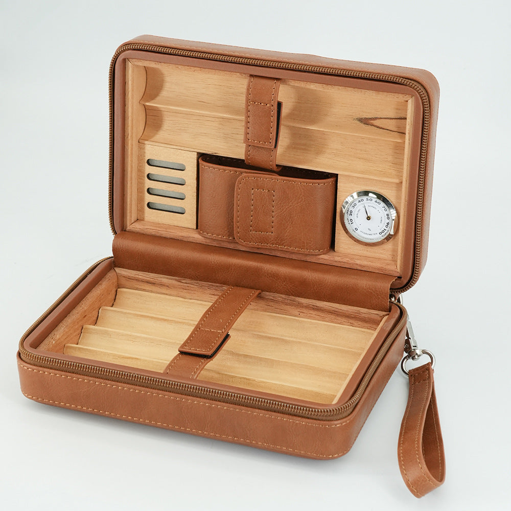 Cigar Box Zipper Pack 6-pack Convenient Cigar Box Cigarette Box Smoking Accessories Cedar Wood Material Set - V.I.P Digital Presence