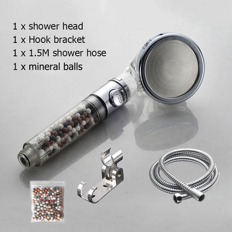 New Tourmaline balls Filter Shower Head Water saving 3 Modes adjustable SPA shower head on/off button high pressure shower - V.I.P Digital Presence