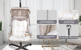 Swing Egg Chair with Stand Indoor Outdoor Wicker Rattan Frame 350lbs Capacity Hammock Chair for Patio Bedroom with Sunshade Clot - V.I.P Digital Presence