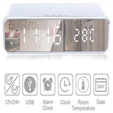 Temperature gauge wireless charging multifunctional desktop time clock mirror LED digital display wireless - V.I.P Digital Presence