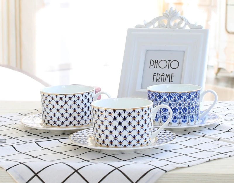 300ML, fine bone china coffee cup and saucer, russian design espresso cups, porcelain reusable cup, tea ceremony tazas cafe - V.I.P Digital Presence