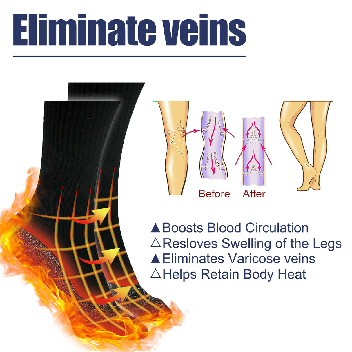 35 Degrees Aluminized Fibers Heating Socks, Relieve Vein Spontaneous Heat Constant Temperature Comfortable Warm Foot Cold Protection Socks - V.I.P Digital Presence