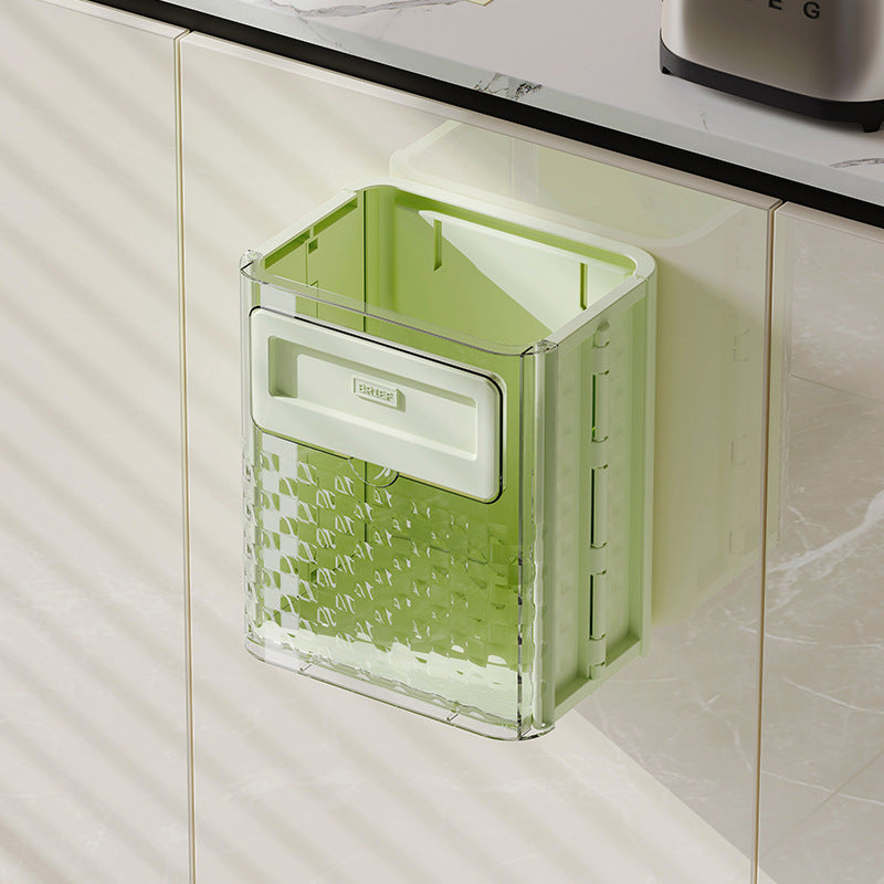 Kitchen folding trash can wall hanging large caliber leftovers bin transparent thickened folding trash can - V.I.P Digital Presence