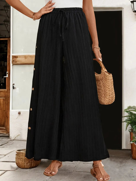 Tied Slit Wide Leg Pants - V.I.P Digital Presence