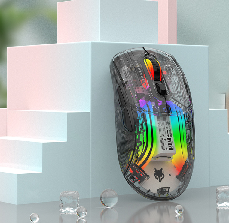 Luminous wireless Bluetooth the third mock examination transparent RGB mechanical mouse game video game mute mouse - V.I.P Digital Presence