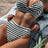Striped V-Neck Two-Piece Swim Set - V.I.P Digital Presence