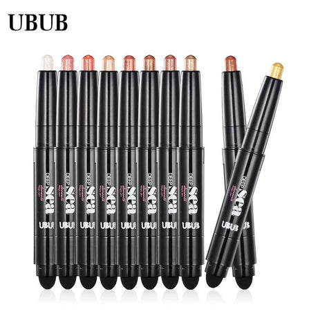 UBUB Eye Pencil Eyeshadow Silkworm Pen Velvet Shimmer Earth Double Color Eye Shadow Cream Glitter Makeup Palette Cosmetics - V.I.P Digital Presence