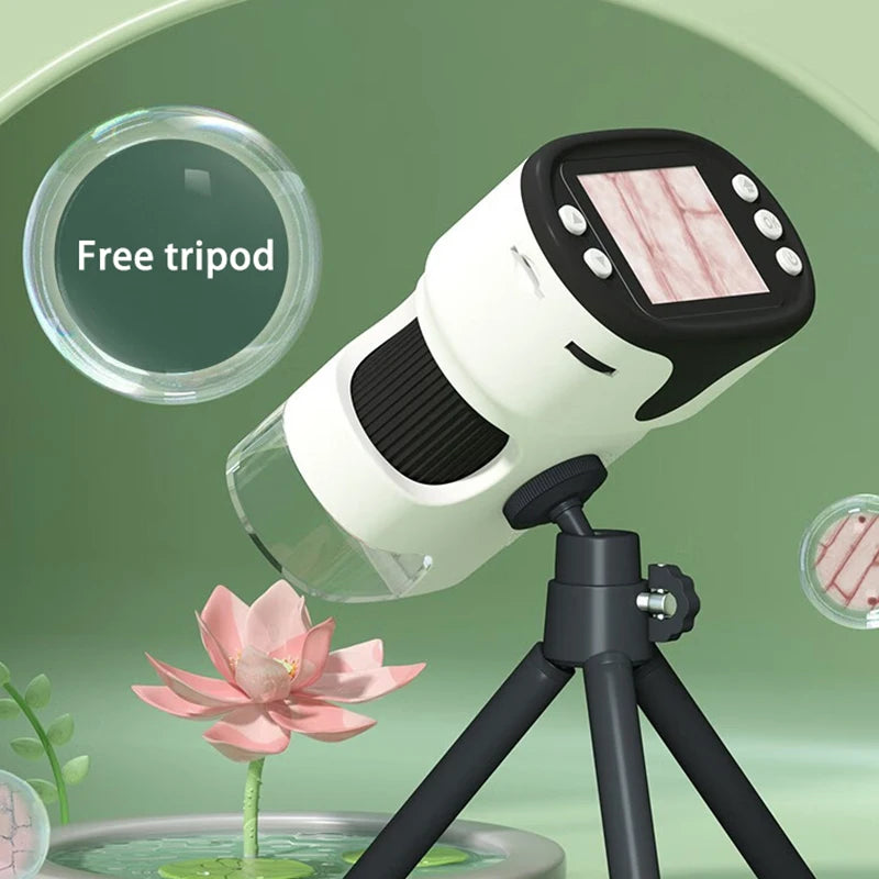 Handheld portable with screen can take photos microscope children's toys can see bacteria 1000 times - V.I.P Digital Presence