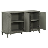 TREXM side panel with 4-door large storage buffet, adjustable shelves and metal handles (antique gray) - V.I.P Digital Presence