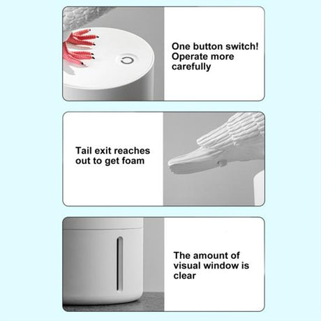 Pigeon-shaped auto sensor foam dispenser. Touchless, fine foam. - V.I.P Digital Presence