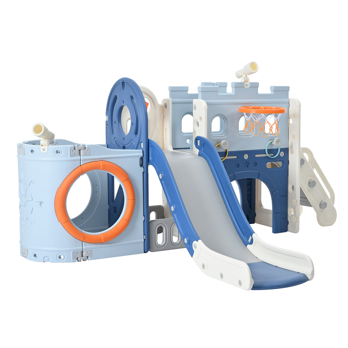 10-1 Toddler Slide Set,Kids Slide for Toddlers Ages 1+, Basketball Hoop Pirate Ship Themed Slide with Ship Head Indoor& Outdoor - V.I.P Digital Presence