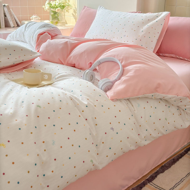 Double Gauze Four-Piece Set Jacquard Small Bamboo Cotton Three-Piece Set Student Dormitory INS Fresh Floral Bedding - V.I.P Digital Presence