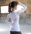 Sexy Hollow Out Sport Shirts Women Slim Fit Mesh Fitness Yoga T-shirt Long Sleeve High Elastic Gym Workout Tops Sportswear - V.I.P Digital Presence
