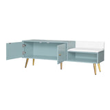 Modern Shoe Storage Bench with Hidden Storage and Upholstered Cushions for Bedside, Living Room and Entryway (Tiffany Blue) - V.I.P Digital Presence