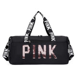 New fitness bag, shoe compartment, dry wet separation bag, sports travel bag, shiny pink letter single shoulder crossbody bag - V.I.P Digital Presence
