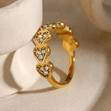 Stainless Steel Inlaid Zircon Heart Ring - V.I.P Digital Presence