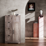 Bathroom Storage Cabinet with Storage 5 Drawers and 1 Door, Entryway Cabinet with Adjustable Shelf Grey - V.I.P Digital Presence