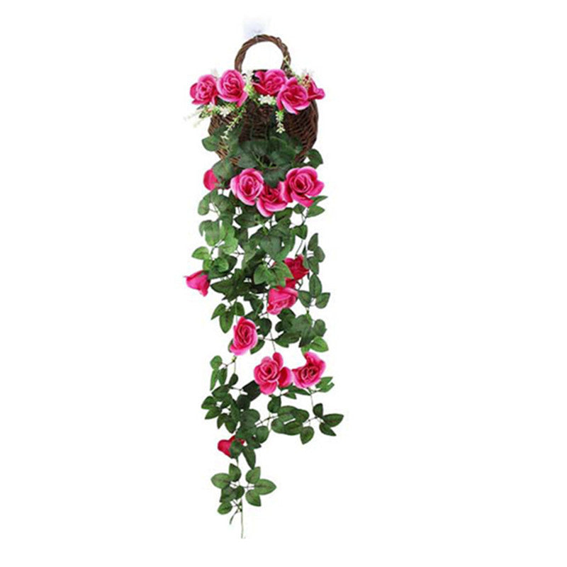 Simulated rose wall hanging chlorophytum comosum false plastic indoor living room air conditioning pipe decoration - V.I.P Digital Presence