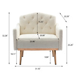 COOLMORE modern style armchair, plush decorative fabric armchair with golden metal legs (white teddy bear) - V.I.P Digital Presence