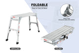 Aluminum Work Platform Large Size Step Stool Folding Portable Work Bench 40" Width Telescopic Feet 22" -27.5" Height Adjustable - V.I.P Digital Presence