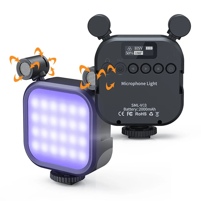 2500K-9000K Microphone LED Fill Light LED Mini Video Vlog Full-Color RGB Mic Light For Smartphone SLR Camera V03 - V.I.P Digital Presence