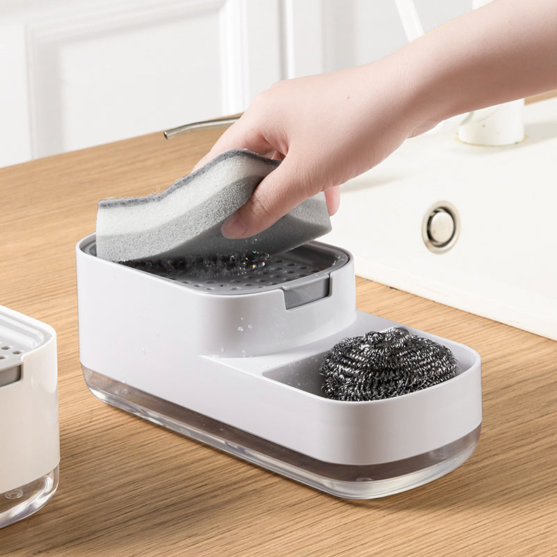 Kitchen Press Type Manual Soap Dispenser Dish washing Liquid Dispenser Storage Box Sponge Soap Dispenser - V.I.P Digital Presence