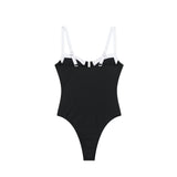 High fork V-neck vacation hot girl one-piece swimsuit female - V.I.P Digital Presence