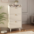 Modern Arc Design Shoe Cabinet With 3 Drawers,Shoe Storage Cabinet for Entryway,Outdoor,White Finish - V.I.P Digital Presence