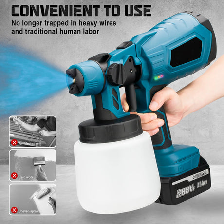 1000ML Electric Spray Gun High Power Cordless Paint Sprayer HVLP Auto Furniture Steel Coating Airbrush For Makita 21V Battery - V.I.P Digital Presence