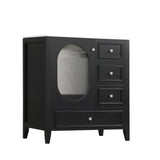 30" Bathroom Vanity with Sink, Bathroom Vanity Cabinet with Three Drawers and Door, Solid Wood and MDF, Black - V.I.P Digital Presence