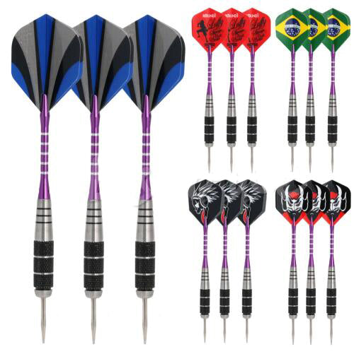 3 dardos con punta de acero niquelado de alta calidad. 