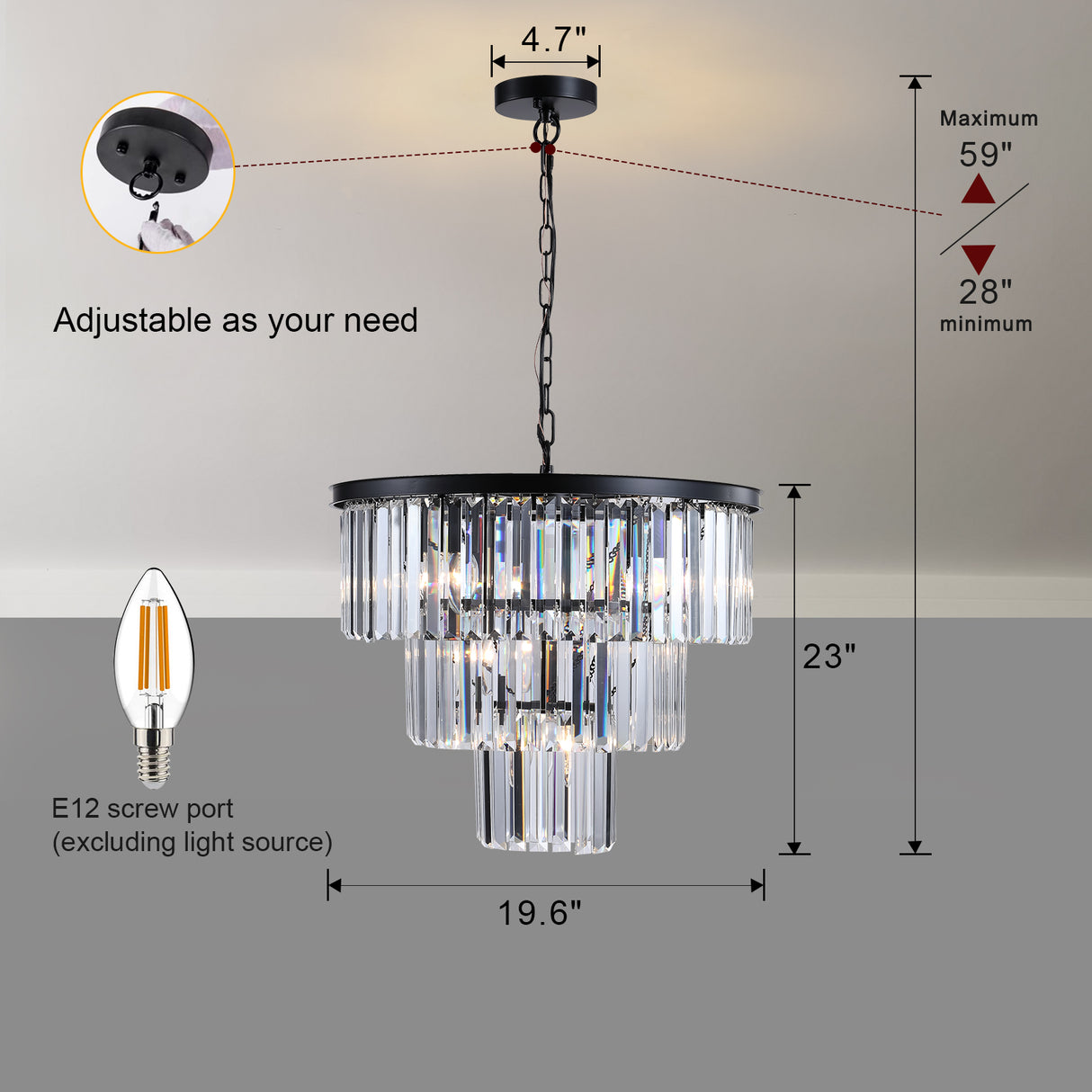 Black Luxury Crystal Chandelier Modern Chandeliers Lights Fixture Hanging Pendant Light Fixture for Dining Room Bedroom - V.I.P Digital Presence