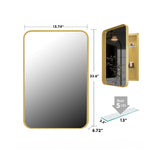 16x24 inch embedded metal frame medicine cabinet with mirror storage cabinet and adjustable shelf matte gold - V.I.P Digital Presence