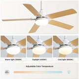 42 Inch Modern Ceiling Fan With 3 Color Dimmable Light 5 Blades Remote Control Reversible DC Motor White - V.I.P Digital Presence