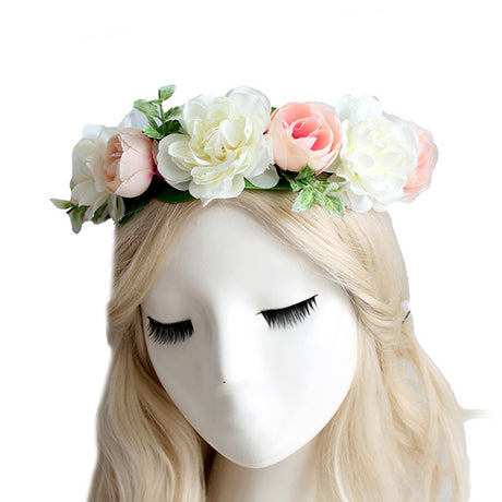 Flower garland handmade simulation flower ribbon hair accessory fresh wedding photography flower garland headwear - V.I.P Digital Presence
